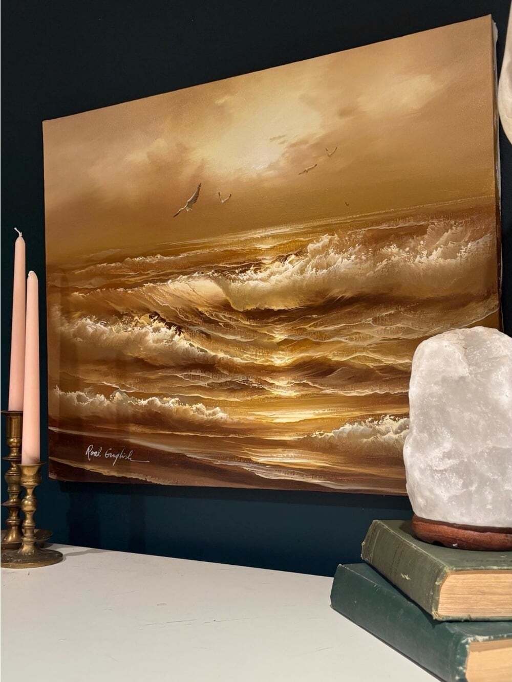 Vintage Roal English Seascape Oil Painting | Original Ocean Waves Art | Signed